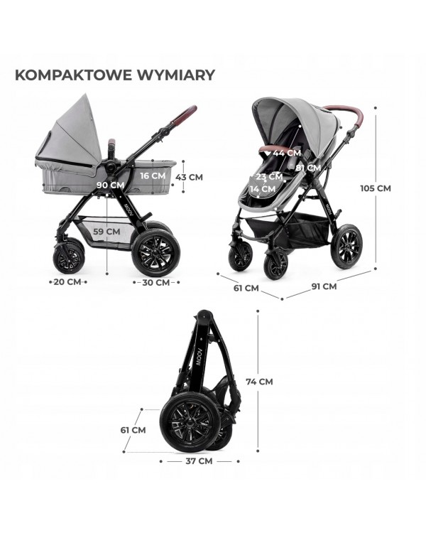 Дитяча коляска 3в1 Kinderkraft Moov KSMOOV00BLK300I. універсальна дитяча коляска 3в1 Moov з сидінням Mink Pro Kinderkraft