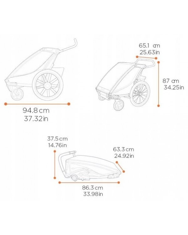 Дитячий велосипедний причіп Thule Chariot Cross 2 Single 2024. THULE КОЛІСНИЦЯ ХРЕСТ 2 ОДИН ВЕЛОСИПЕД ПРИЧІП ВІЗОК 2024