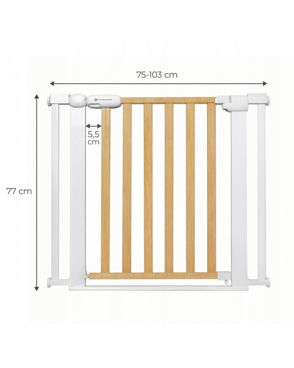 Ворота безпеки розпірки сходи двері LOCK & GO Kinderkraft дерев'яні 5902533924066