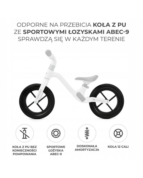 Біговий велосипед Kinderkraft XPLOIT 12" сірий. Спортивний беговел бігун регульований легкий XPLOIT Kinderkraft сірий