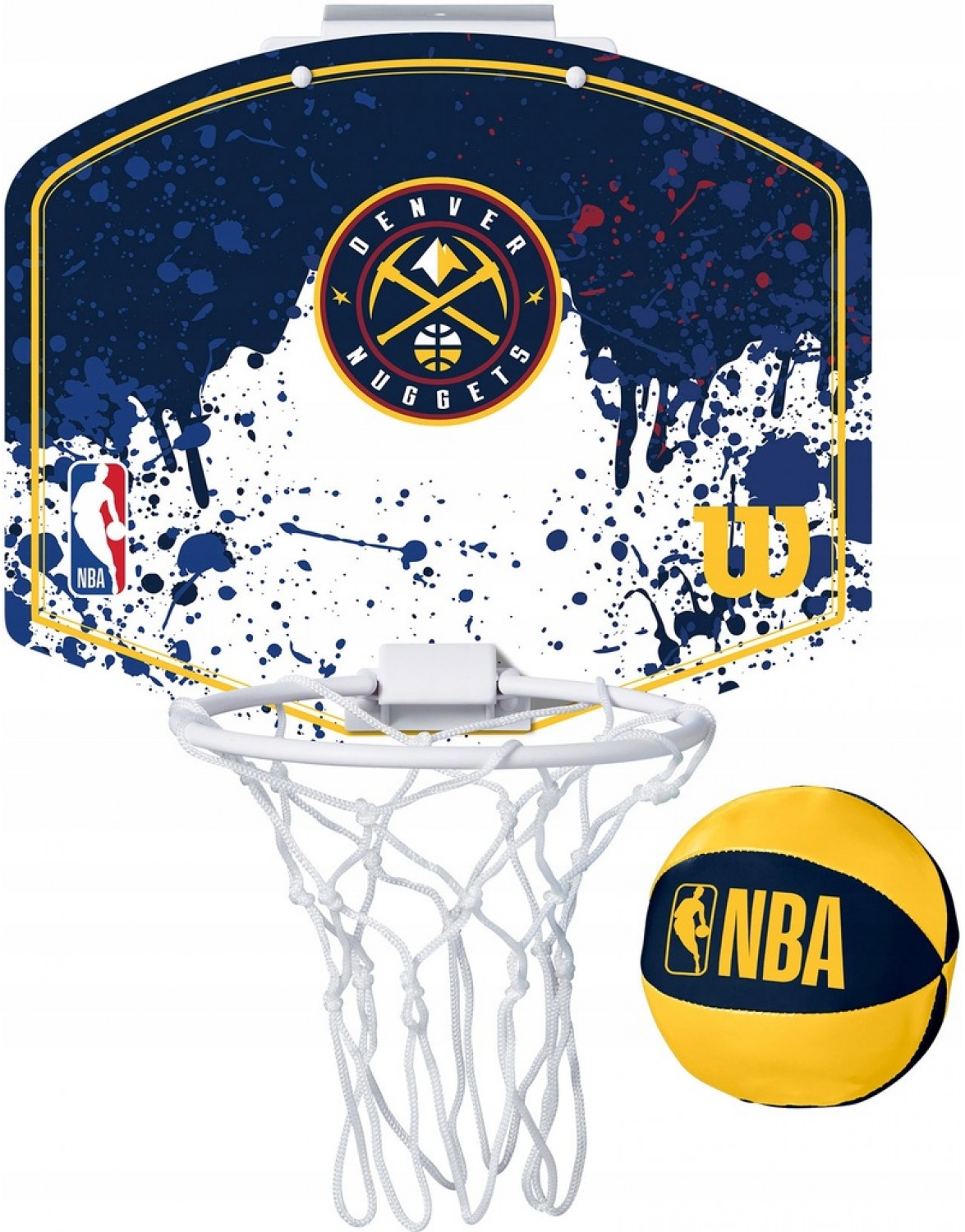 Баскетбольний набір Wilson Denver Nuggets Mini hoop. WILSON DENVER NUGGETS NBA МІНІ БАСКЕТБОЛЬНА ДОШКА