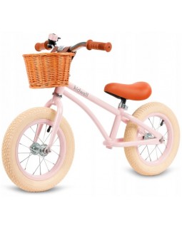 Біговий велосипед Kidwell Classy 12" бежевий, рожевий. KIDWELL CLASSY ЛЕГКИЙ БАЛАНСУВАЛЬНИЙ ВЕЛОСИПЕД З КОШИКОМ НАКАЧАНІ КОЛЕСА