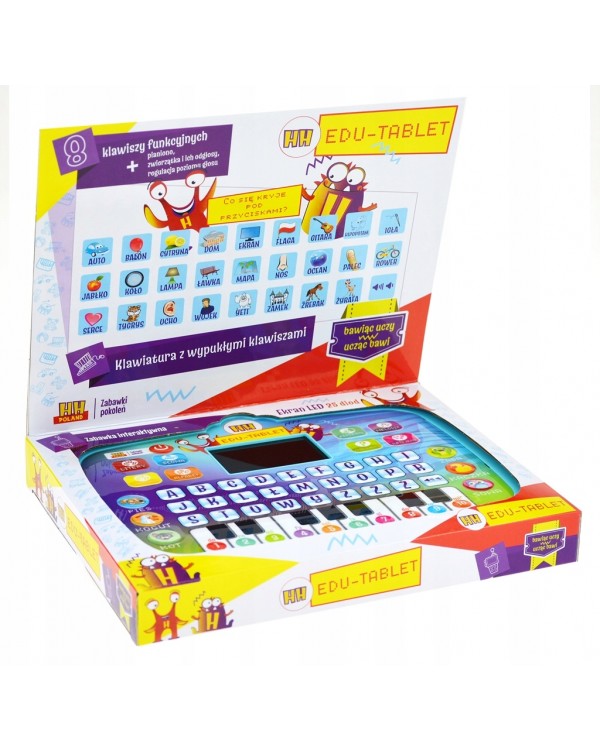 Дитячий планшет HH Poland 19 см x 24 см. Планшет ноутбук освітній сенсорний для дітей LCD говорить PL піаніно