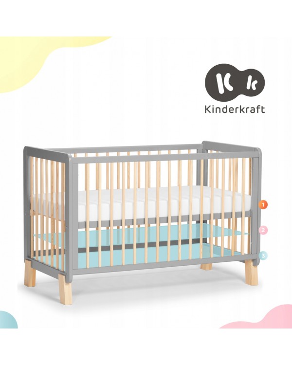 Дитяче ліжечко Kinderkraft Lunky White + матрац KKHLUNKWHT000M 5902533913473
