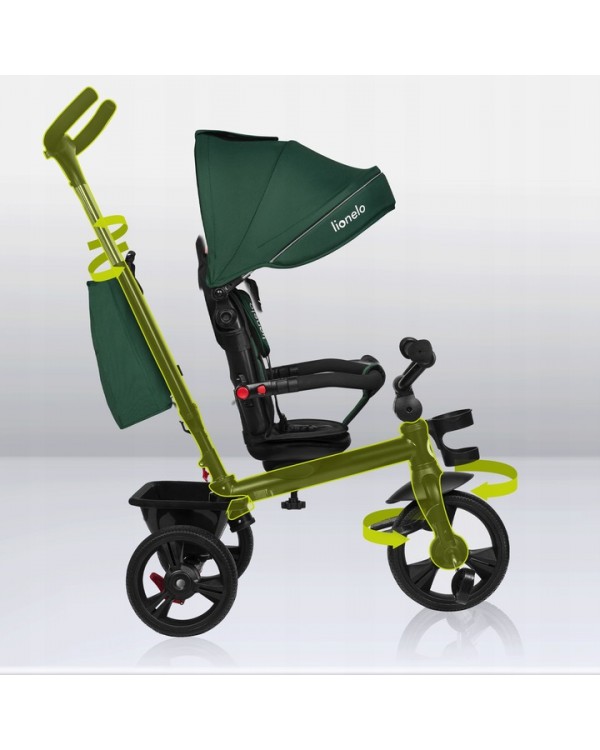 Триколісний велосипед 2в1 обертовий регульований з козирком Lionelo HAARI зелений 5903771706858