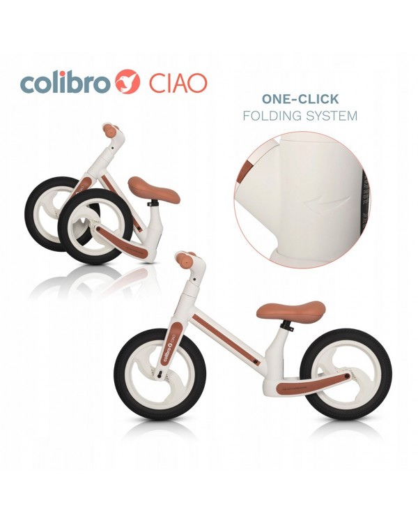 Біговий велосипед Colibro дитячий біговий велосипед Tremix Ciao Colibro 12" бежевий, білий, коричневий. Colibro CIAO легкий безпечний беговел