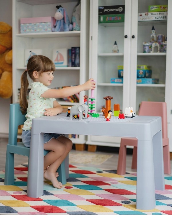 Комплект Teggi Tega Baby Multifun столик і два стільчика Grey-Pink-Turquoise 1+2 TI-011-174 5905489408260
