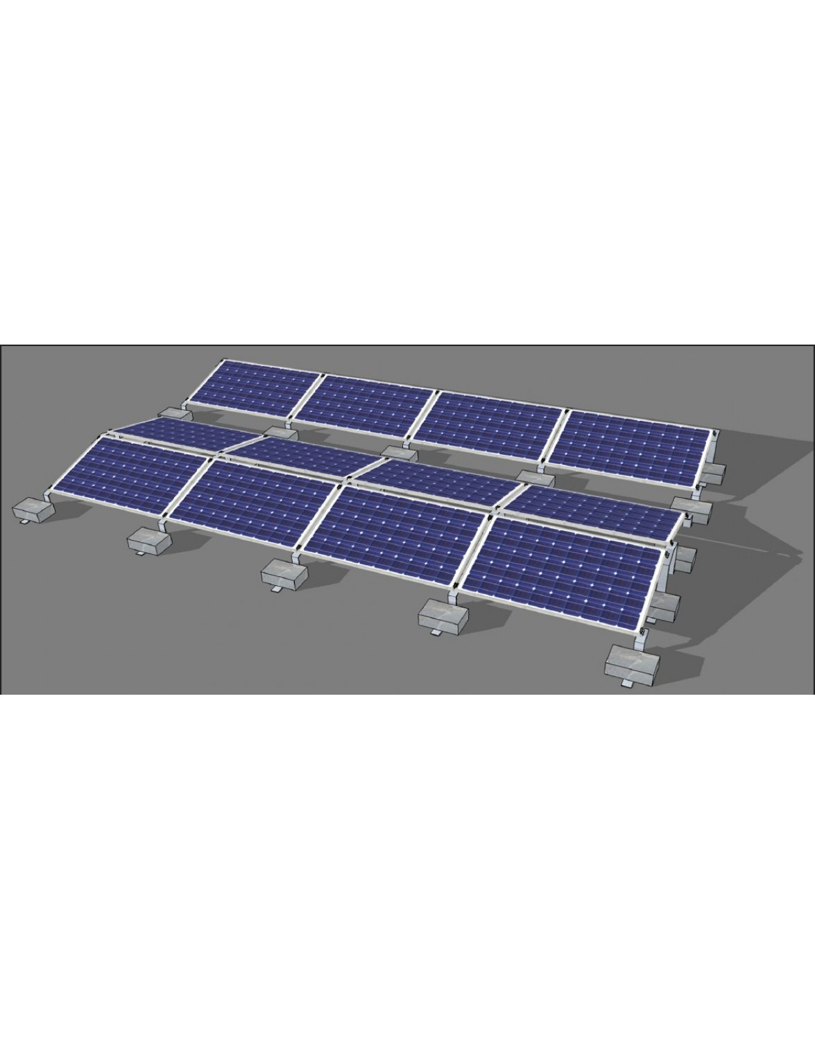 Cистема кріплень для монтажу 40 шт. сонячних панелей на Схід-Захід на плоский дах