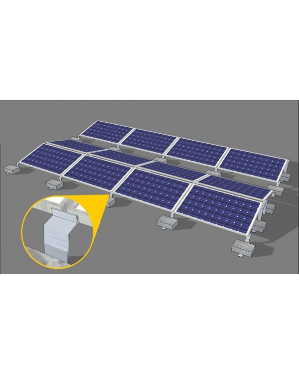 Cистема кріплень для монтажу 40 шт. сонячних панелей на Схід-Захід на плоский дах